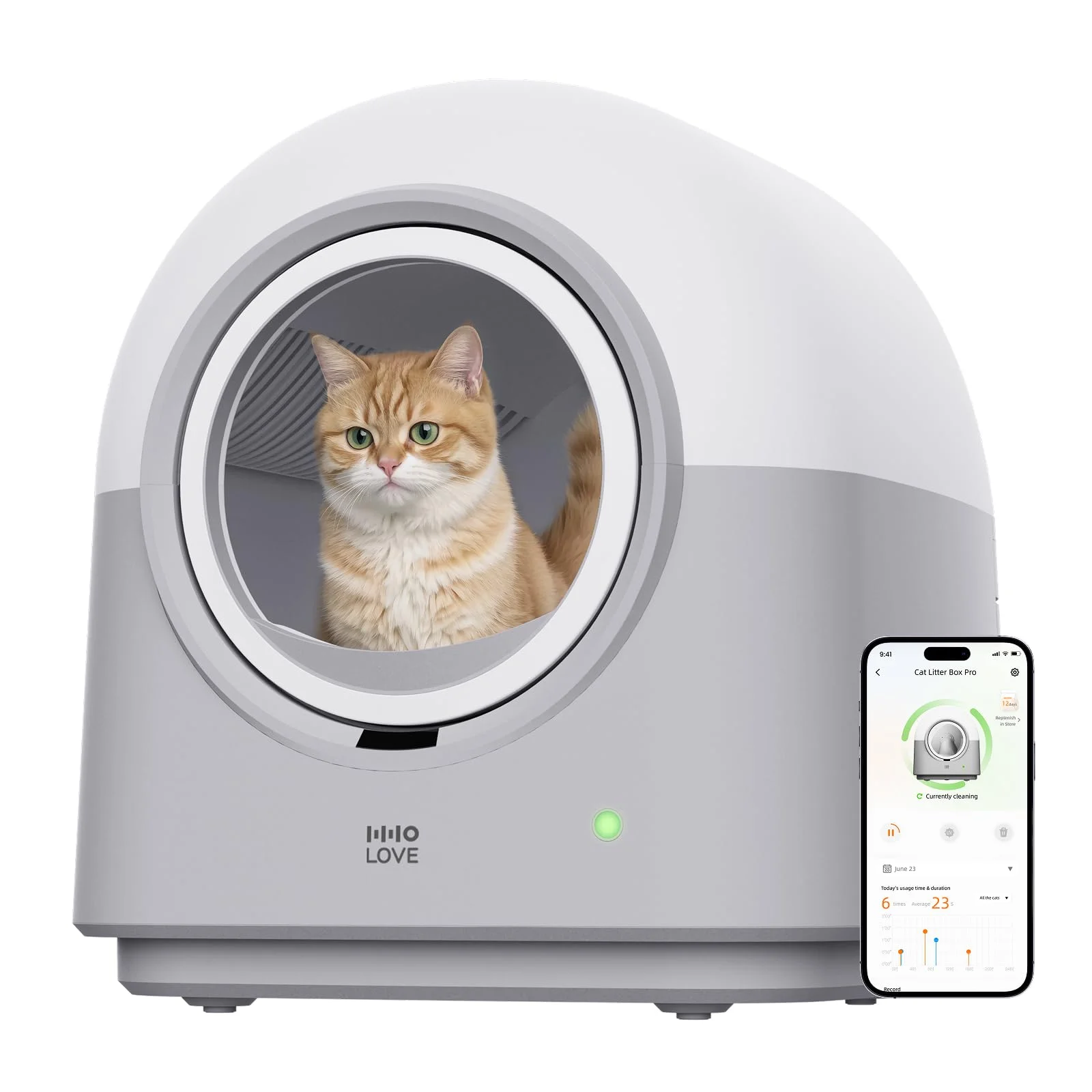 HHOLOVE Katzenklo Selbstreinigend Katzentoilette Groß XXL, Automatisches Katzenklo Elektrisches, APP-Steuerung, Selbstreinigendes Katzenklo für 2 Katzen Mehrere Katzen