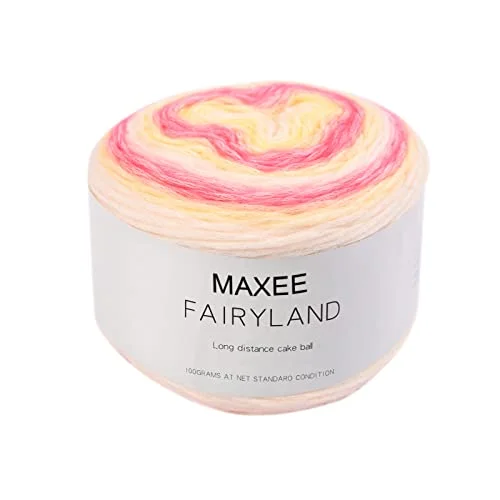 Maxee Farbverlaufsgarn, 100g 250 Meter Cupcake Bobbel, Regenbogenstreifen, Mehrfarbiges Gradient Häkelgarn, Häkeln Baumwoll Strickgarn, zum Pullover, Hüte, Mütze, Schal, Decke