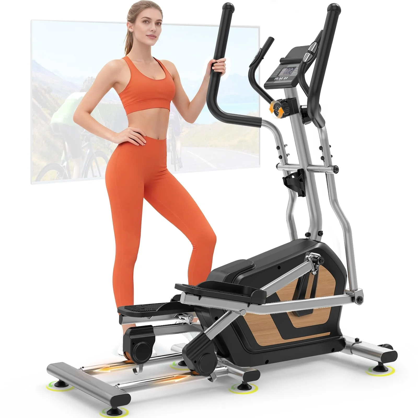 Neezee Crosstrainer für Zuhause, Ellipsentrainer mit 16 Leisen Widerstandsstufen, LCD-Monitor via Bluetooth, 17,7 Zoll Schrittlänge, Neu Verbesserter 3-in-1 Crosstrainer, Maximale Belastbarkeit 330LBS