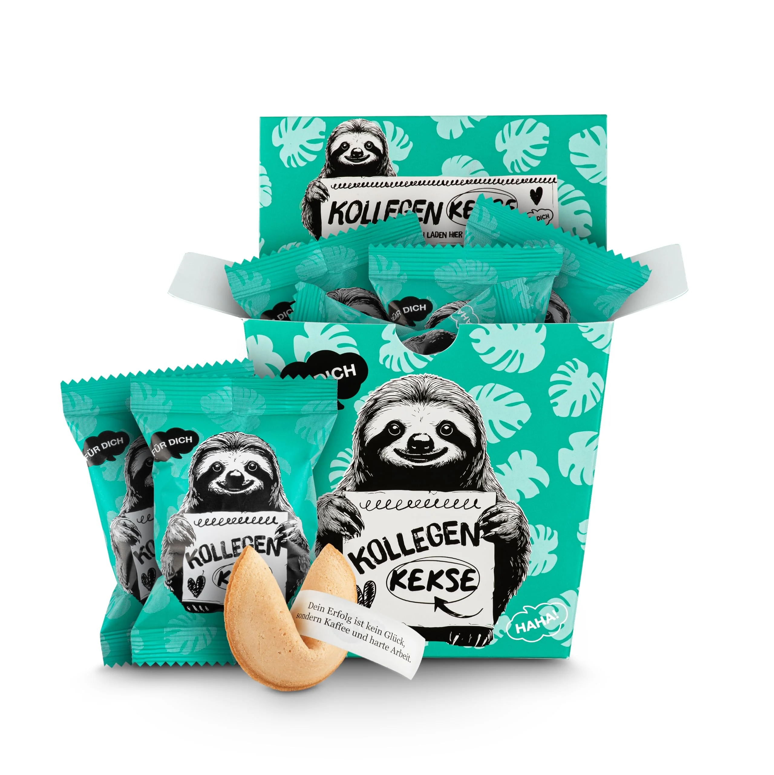 Glückskekse Kollegen 9er Box Lustiges Kollegen Geschenk Büro Glückskekse mit lustigen, motivierenden Sprüchen für Kollegen und Mitarbeiter als Geschenk im Büro | vegan und made in Germany