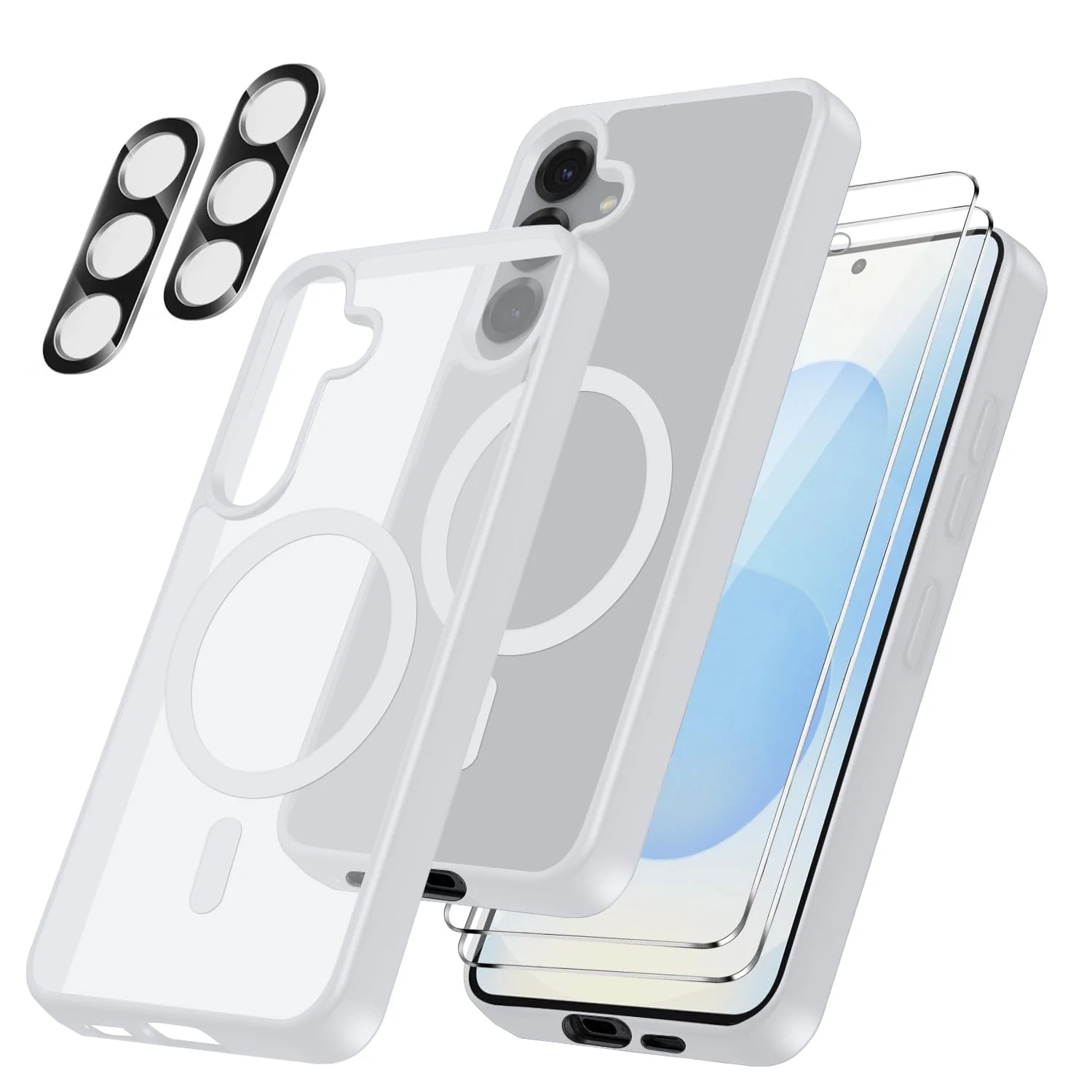 Czyoa für Samsung Galaxy S25 FE 5G Hülle, TPU Schutzhülle mit Magnetsicher mit 2 Stücke Schutzfolie + 2 Kameraschutz Displayschutzfolie für Samsung Galaxy S25 FE 5G - Transparent Mattiert