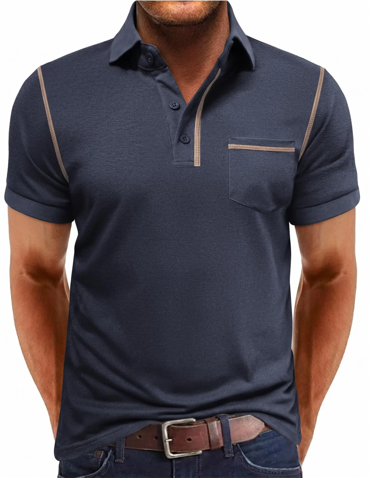 Volemo Poloshirt Herren Kurzarm Polo Shirt T-Shirts für Herren Sommer Golf Polohemd mit Brusttasche