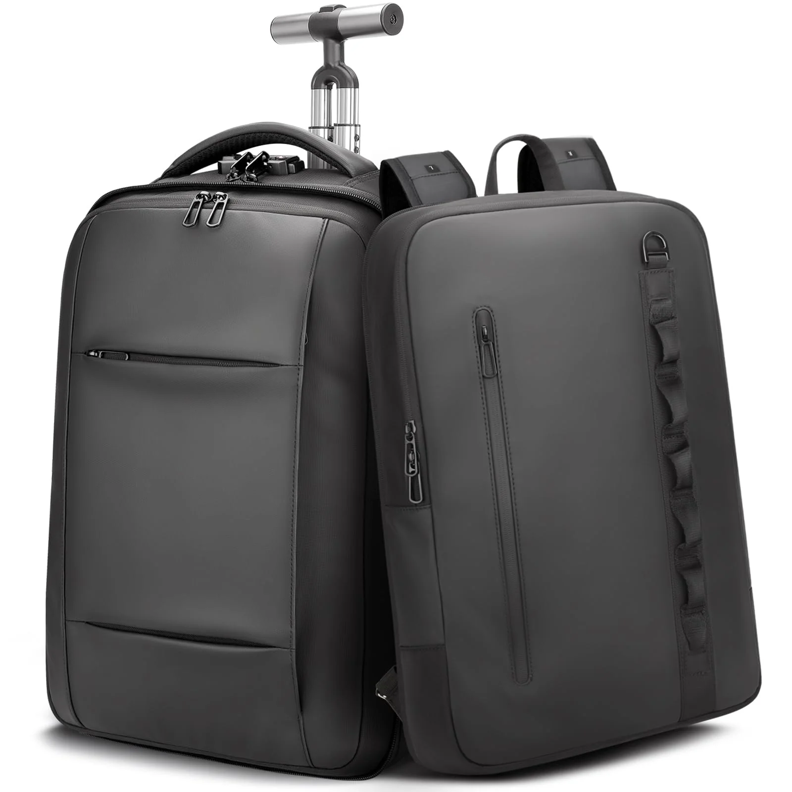 SWICKY RICOOI 2-in-1-Reiserucksack mit Rollen, 50L Rucksack Trolley mit 17,3" Laptopfach - Handgepäck mit USB-C-Anschlüssen für Geschäftsreise, Hochschulen & Wochenendtrip
