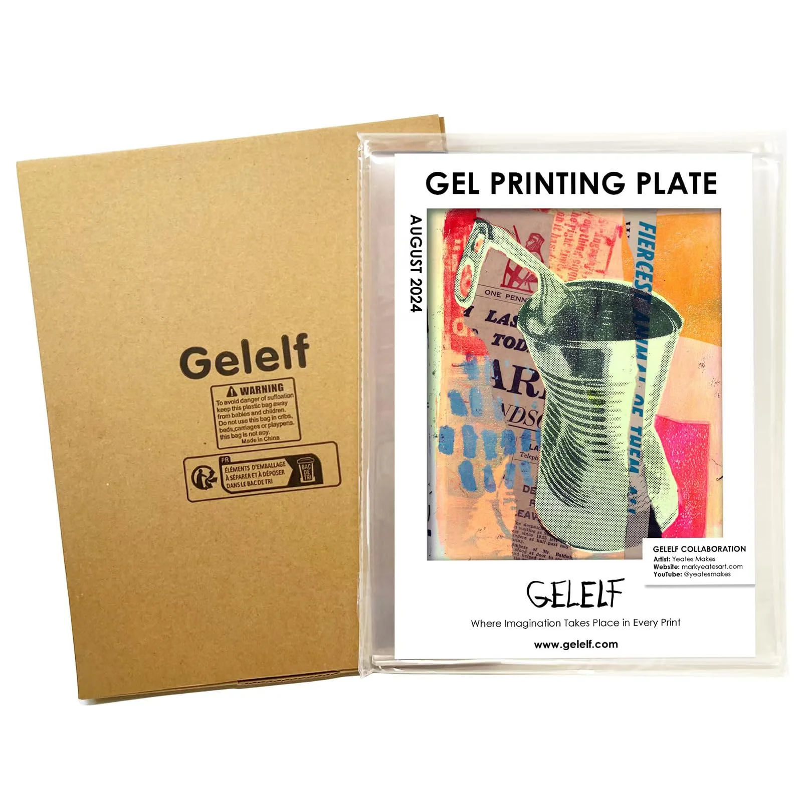 GELELF Neue Generation Gelplatten zum Drucken, verbesserte Formel, Druckplatte für Geldruckkunst, Gel-Monoprint-Set, Kunstbedarf für Druckherstellung, kein Altern und Blasenbildung (S12: 30,5 x 30,5