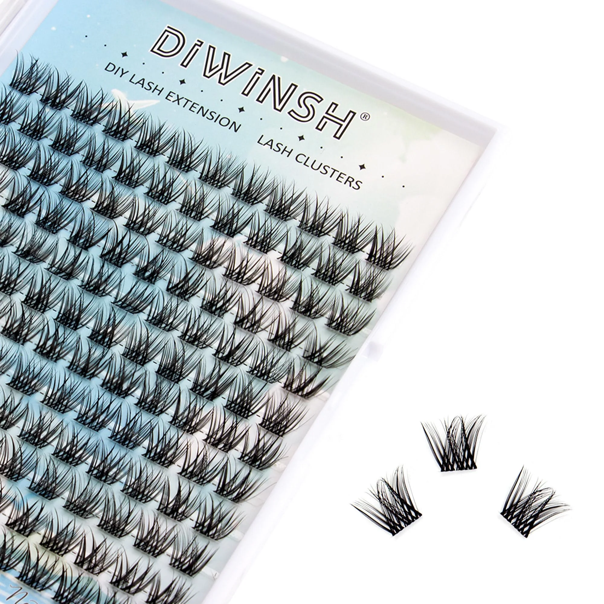DIWINSH Wimpern Cluster 144 Pcs 10mm DIY Wimpern Extensions D Curl wispy lash clusters mit invisible klares Band Natürliches Wimpernverlängerung Individuelle Wimperncluster zu Hause (MQ-10mm)