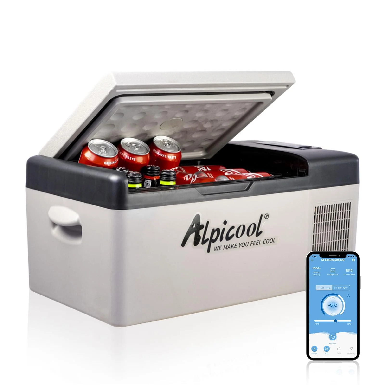 Alpicool C15 15L Kompressor Kühlbox 12v Mini Kühlschrank Elektrische Camping-Gefrierbox Klein Tragbare für Auto, Lkw, Boot, RV mit USB Anschluss,-20℃-20℃