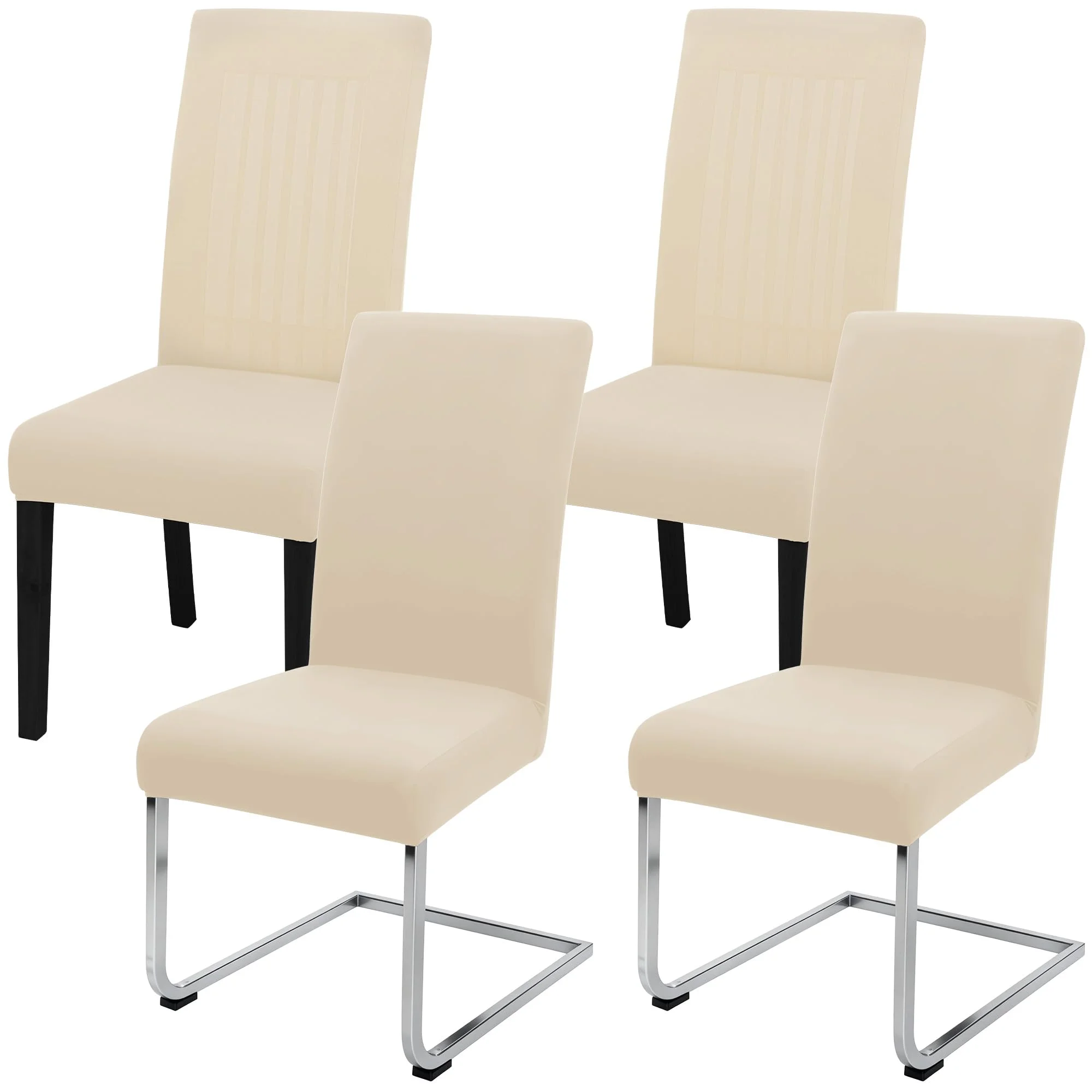 Stuhlhussen Stretch Stuhlbezug Set 4 Stück, elastische abnehmbare waschbare Stuhlhusse für Esszimmerstuhl, Schwingstuhl, Schaukelstuhl, Küche, Wohnzimmer, Büro, Hotel, Restaurant, Bankett