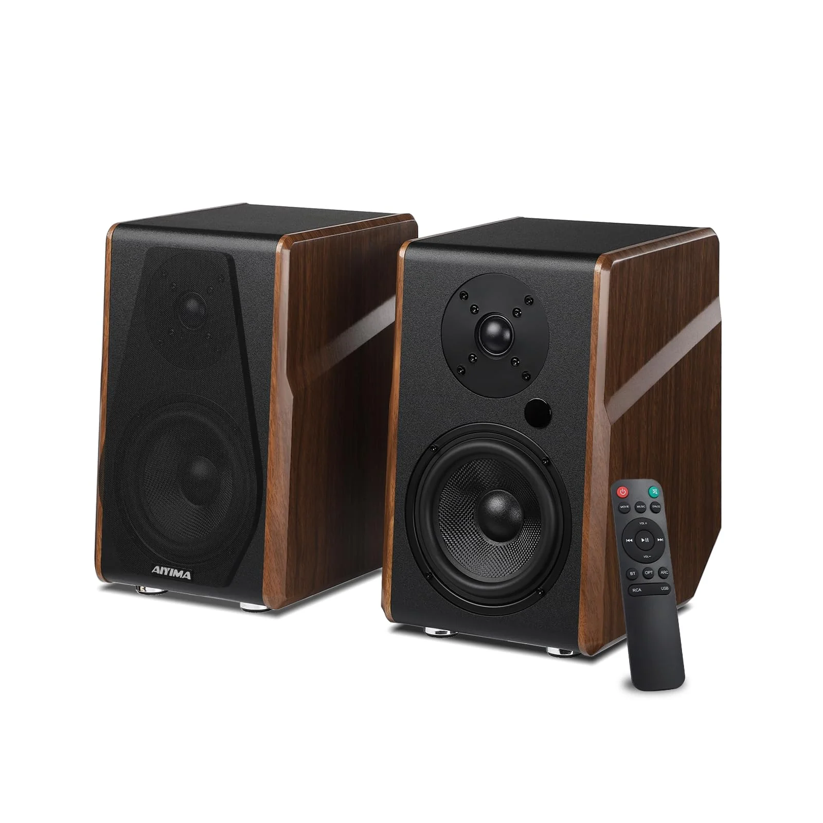 AIYIMA S700 2.0 Aktive Regallautsprecher, 100W Studio Monitor mit 5.25" Woofer, Bluetooth 5.0, HDMI ARC, Optische, RCA, USB Eingänge, Subwoofer Ausgang, HiFi Bookshelf Lautsprecher für PC & Heimkino