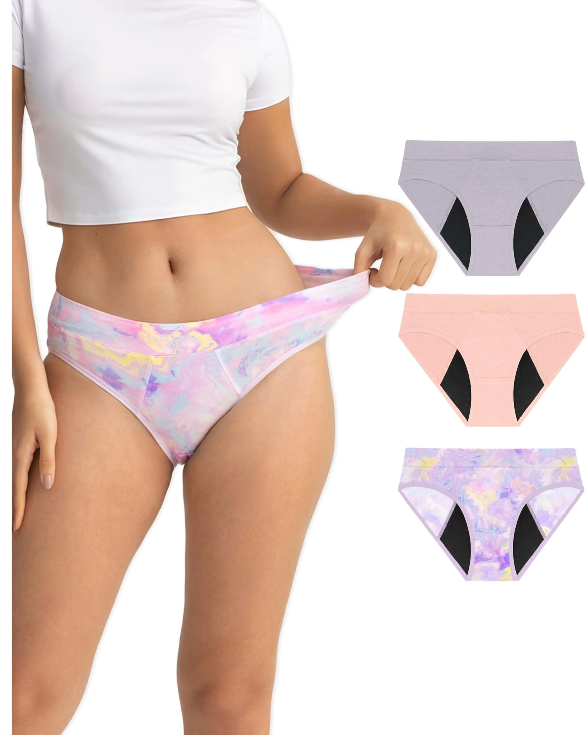 Neione Periodenunterschwäsche Mittlere Blutung Damen Hipster Unterwäsche für Menstruation Postpartum 3er Pack