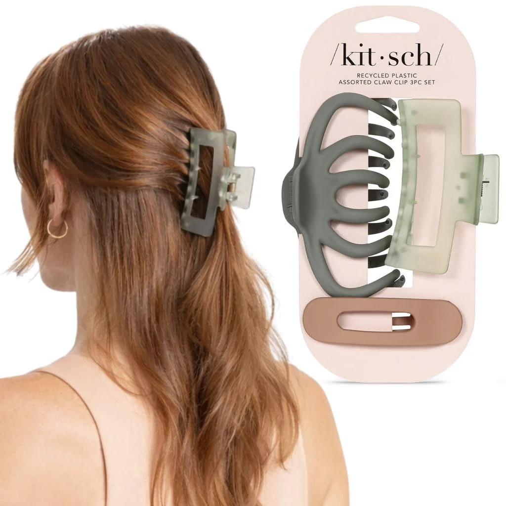 Kitsch Große Gemischte Haarklammern für Damen – Mittlere Offene Form Haarklammern für Dickes Haar, Flachliegende Haarklammer & Große Oktopus-Haarklammer, Haarstyling-Zubehör, 3 Stück