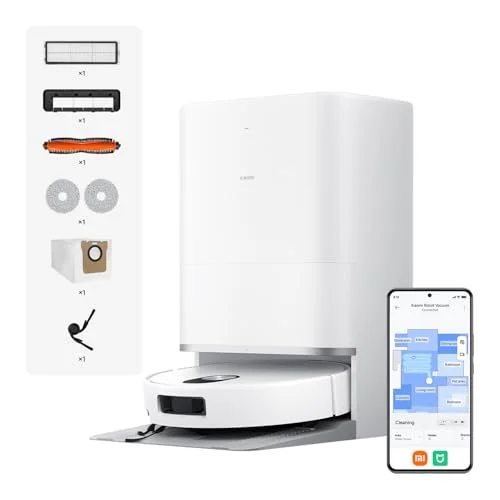XIAOMI Robot Vacuum 5 Pro Saugroboter mit Wischfunktion, 20.000Pa, Ausfahrbarer Mopp & Seitenbürste, Selbstreinigende All-in-One Basisstation, KI-Navigation, App & Sprachsteuerung
