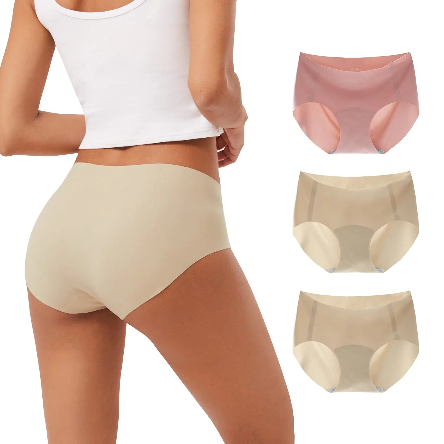 INNERSY Unterhosen Damen Nahtlos Polyamid Seamless Slips Stretch Unsichtbare Unterwäsche 3er Pack