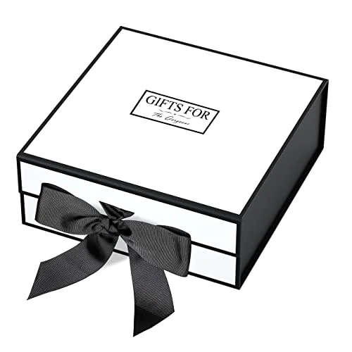 JiaWei Geschenkbox, Geschenkkarton mit Magnetisch Deckel & Kreuzförmige Schleife, mit Grußkarten & Seidenpapier