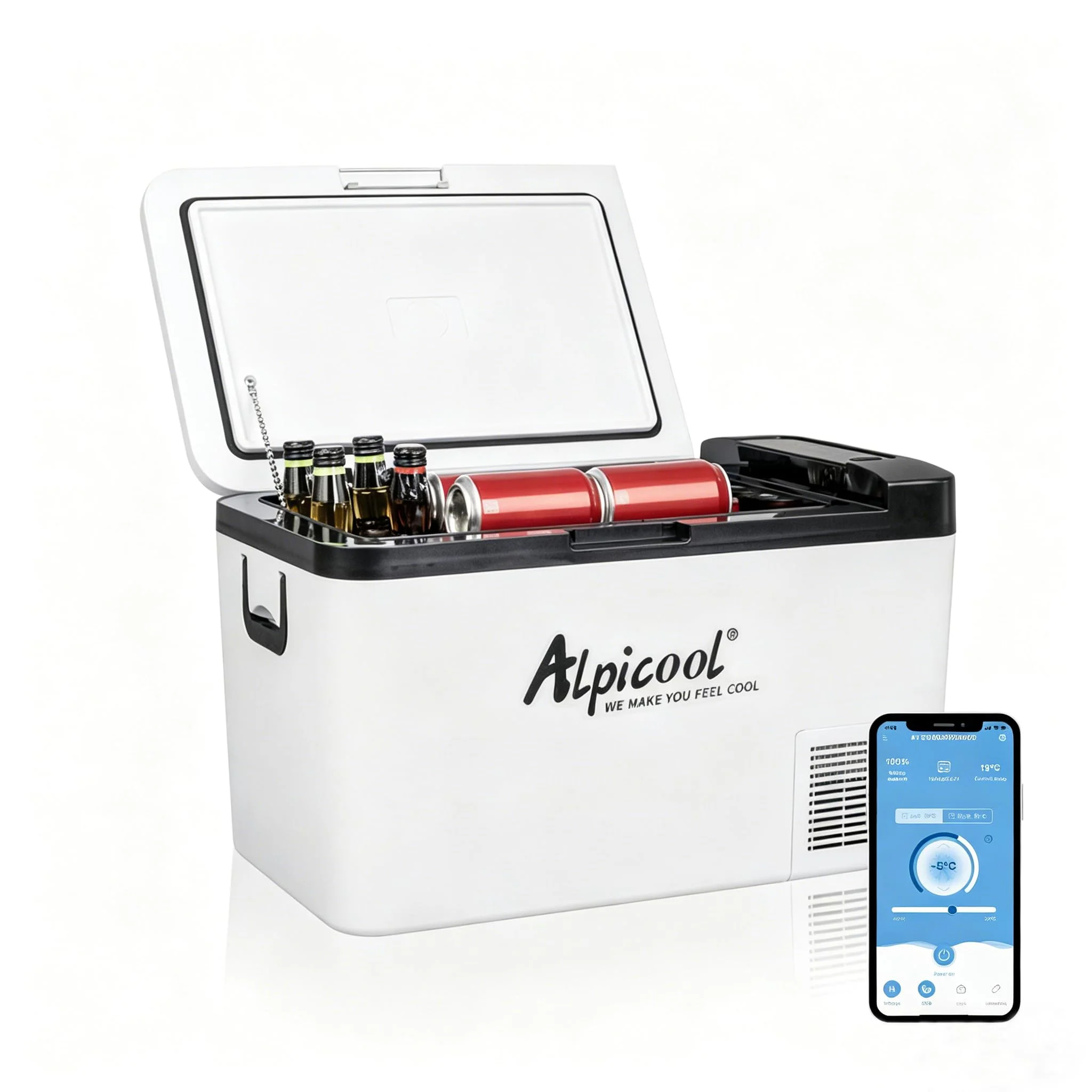 Alpicool K25 25L Kompressor Kühlbox Klein Elektrische Mini Kühlschrank Gefrierbox 12v mit USB Anschluss für Auto, Lkw, Boot, RV und Steckdose, -20℃-20℃