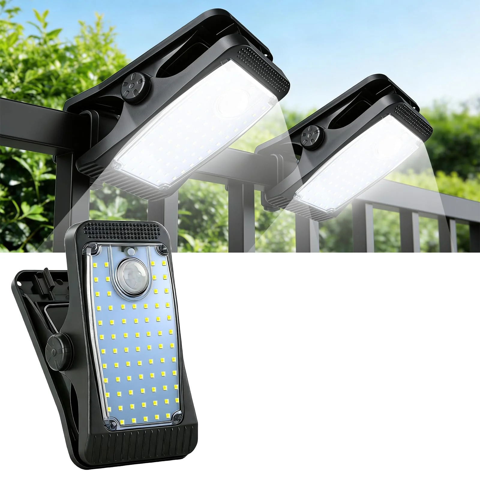 Hqynss Solarlampen für Außen mit Bewegungsmelder, 1500 mAh Solarleuchten für Außen LED Solar Lampe Outdoor Ideal für Terrasse, Veranda, Garage, Hof, Straßen, weißes Licht
