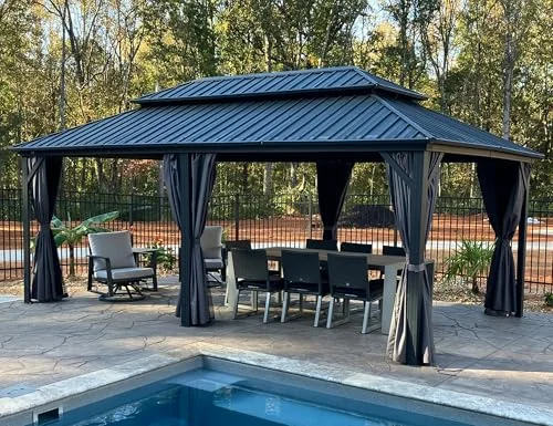 PURPLE LEAF Alu GartenPavillon mit Seitenteile Pavillon Wasserdicht Stabil Winterfest