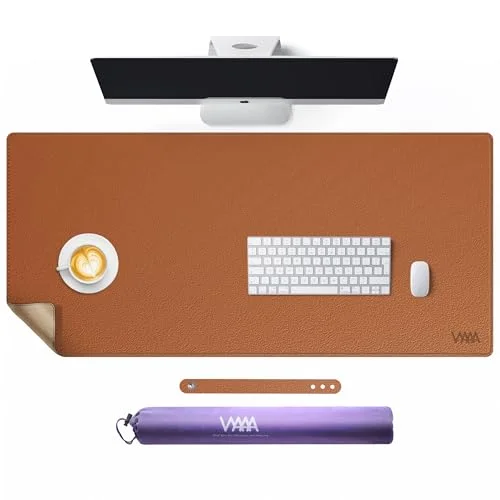 VYAAA Oval PU Leder Schreibtisch Pad, Mauspad, Büro und Laptop Schutz, Wasserdicht für Büro und Zuhause
