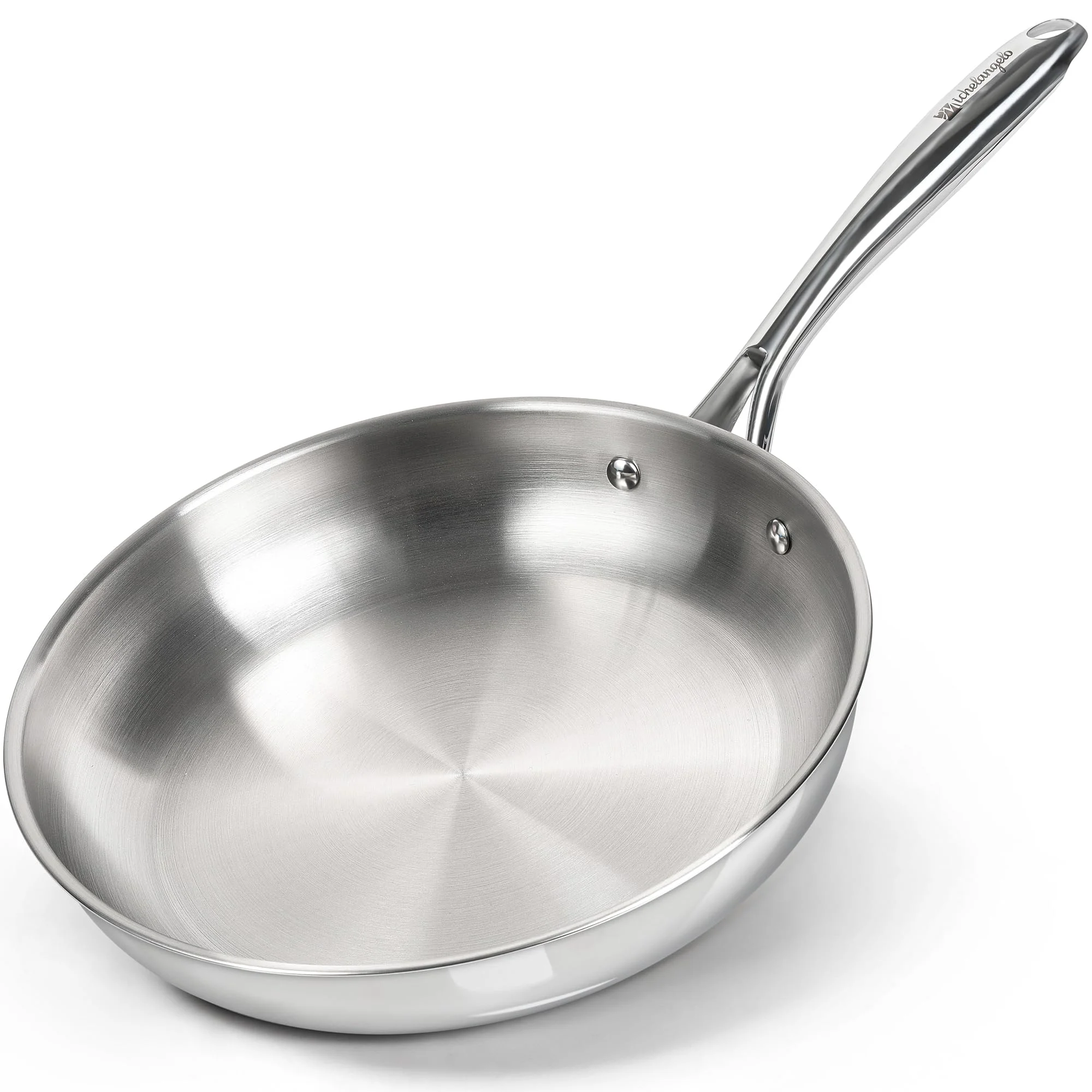 MICHELANGELO 26 cm Edelstahl Bratpfanne, Pfanne mit Dreifach-Schicht-Boden für optimale Wärmeleitung, Ergonomischer Griff, Induktionsgeeignet
