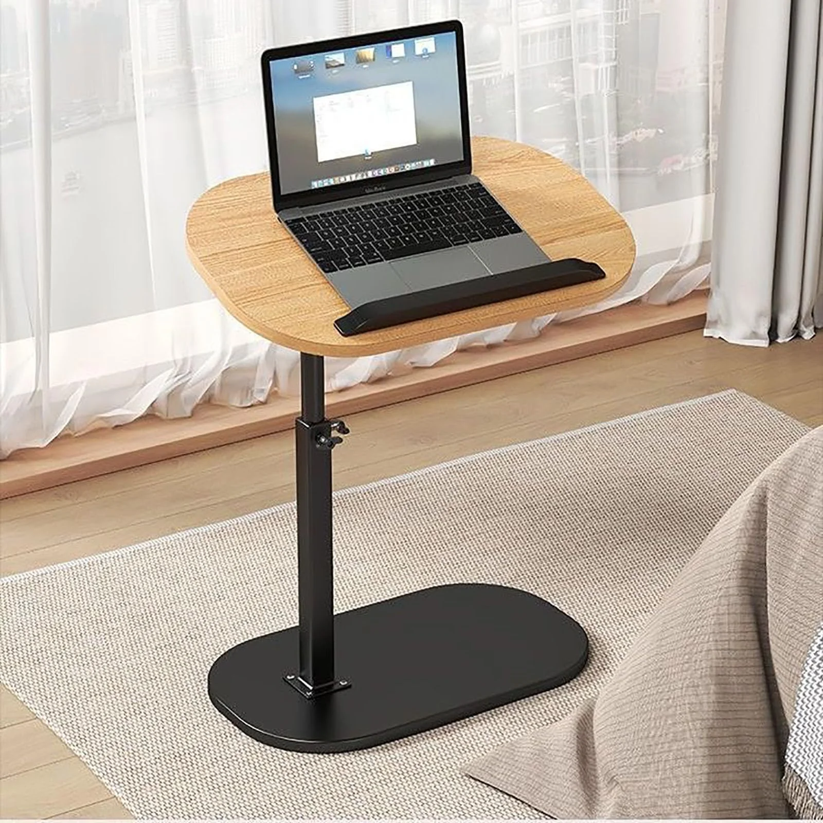 AHSBND Beistelltisch Holz Klein Couchtisch Sofatisch: C Form Höhenverstellbar Couch Mobiler Kaffeetisch Klein Side Table Laptop Stand für Wohnzimmer Schlafzimmer