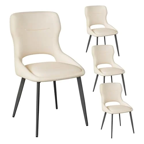 WOLTU Esszimmerstühle, Stühle Esszimmer, Küchenstühle, Wohnzimmer Essstühle mit Ausschnitt Rückenlehne Streifen Samt Stuhl, Gepolsterte Stühle für Esszimmer, Küche, Schlafzimmer