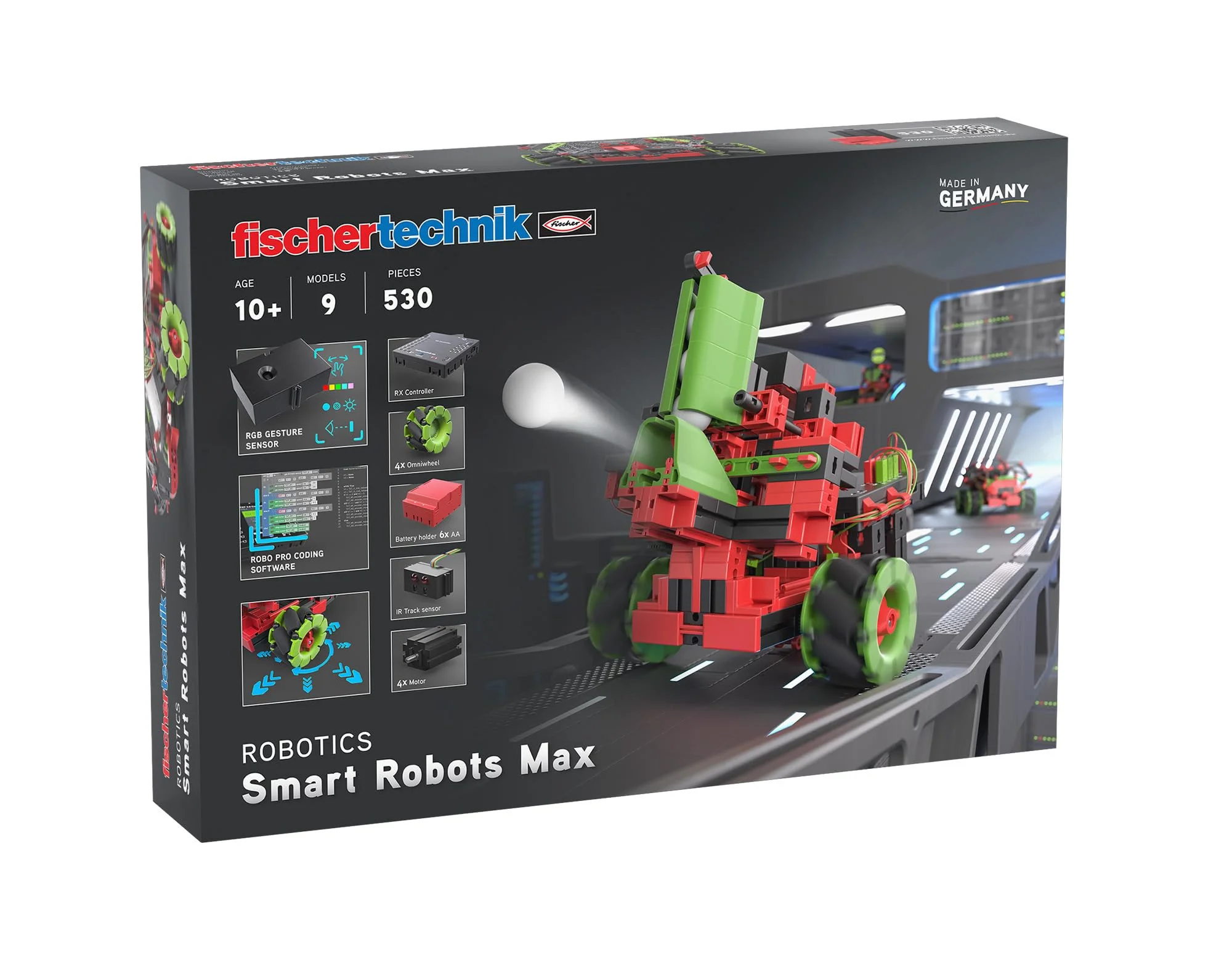 fischertechnik Smart Robots Max 564111 — Roboter-Bausatz: Programmierbare, ferngesteuerte Roboter mit KI-Modul, 9 Modelle, ab 10 Jahre