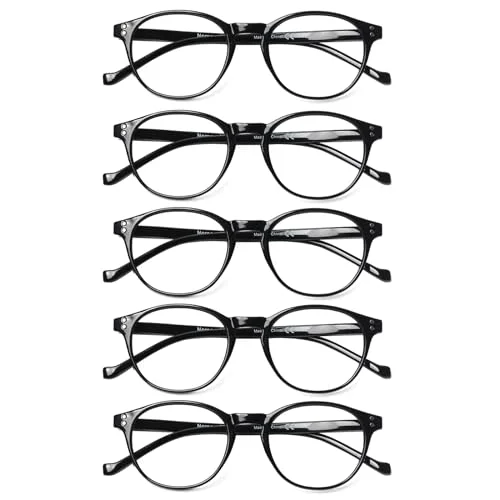 COJWIS 5 Pack Lesebrille Blaulichtfilter fur Damen Herren Federscharnier Brille Anti-Müdigkeit Blendfreie UV Lesehilfe
