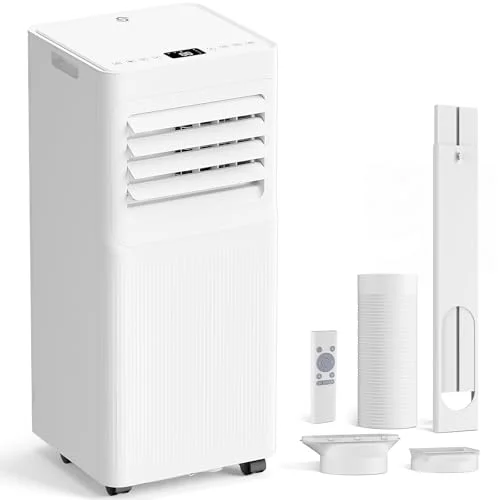 Klimaanlage mobil, 9000 BTU 3-in-1 Klimagerät mit Abluftschlauch – mobile Klimaanlage: Kühlen, Entfeuchten, Ventilator. Leise, für Räume bis 25m², inkl. Fernbedienung, Schlafmodus, 24h-Timer