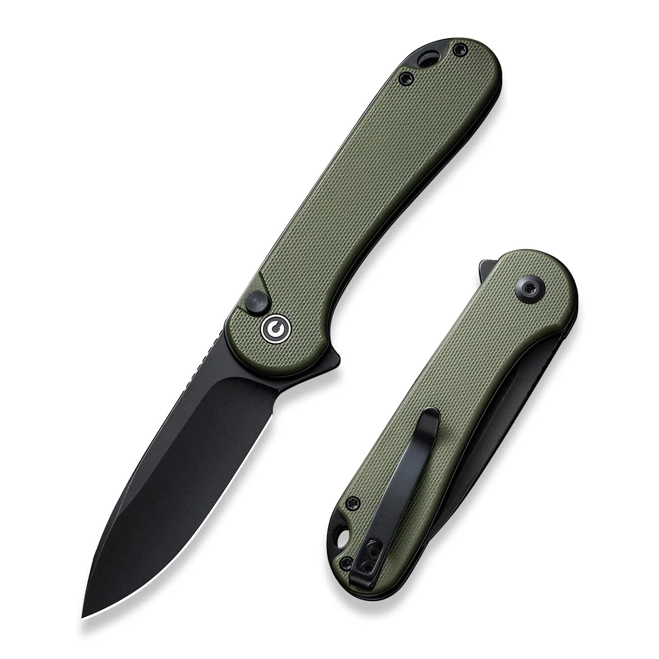 CIVIVI Elementum II Klappmesser mit 7,51 cm Nitro-V-Klinge und grünem G-10-Griff, Outdoor-Messer mit Clip (C18062P-3)