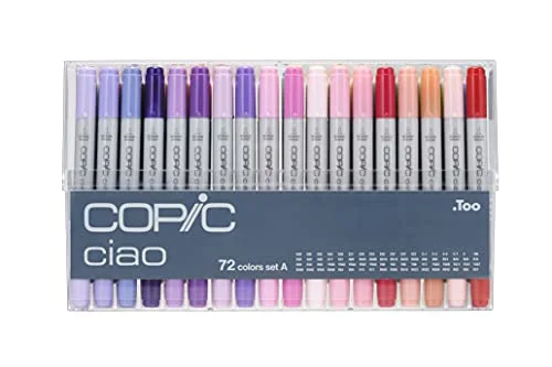 COPIC Ciao Marker Set A mit 72 Farben, Allround Layoutmarker, im praktischen Acryl-Display zur Aufbewahrung und einfachen Entnahme