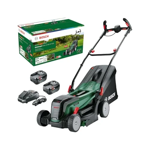 Bosch Akku-Rasenmäher UniversalRotak 2x18V-37-550 (bis zu 500 m2 mit 2X 4,0 Ah Akku); 18 Volt System; Schnittbreite: 37 cm; 2X 18V 4,0-Ah-Akku und Ladegerät