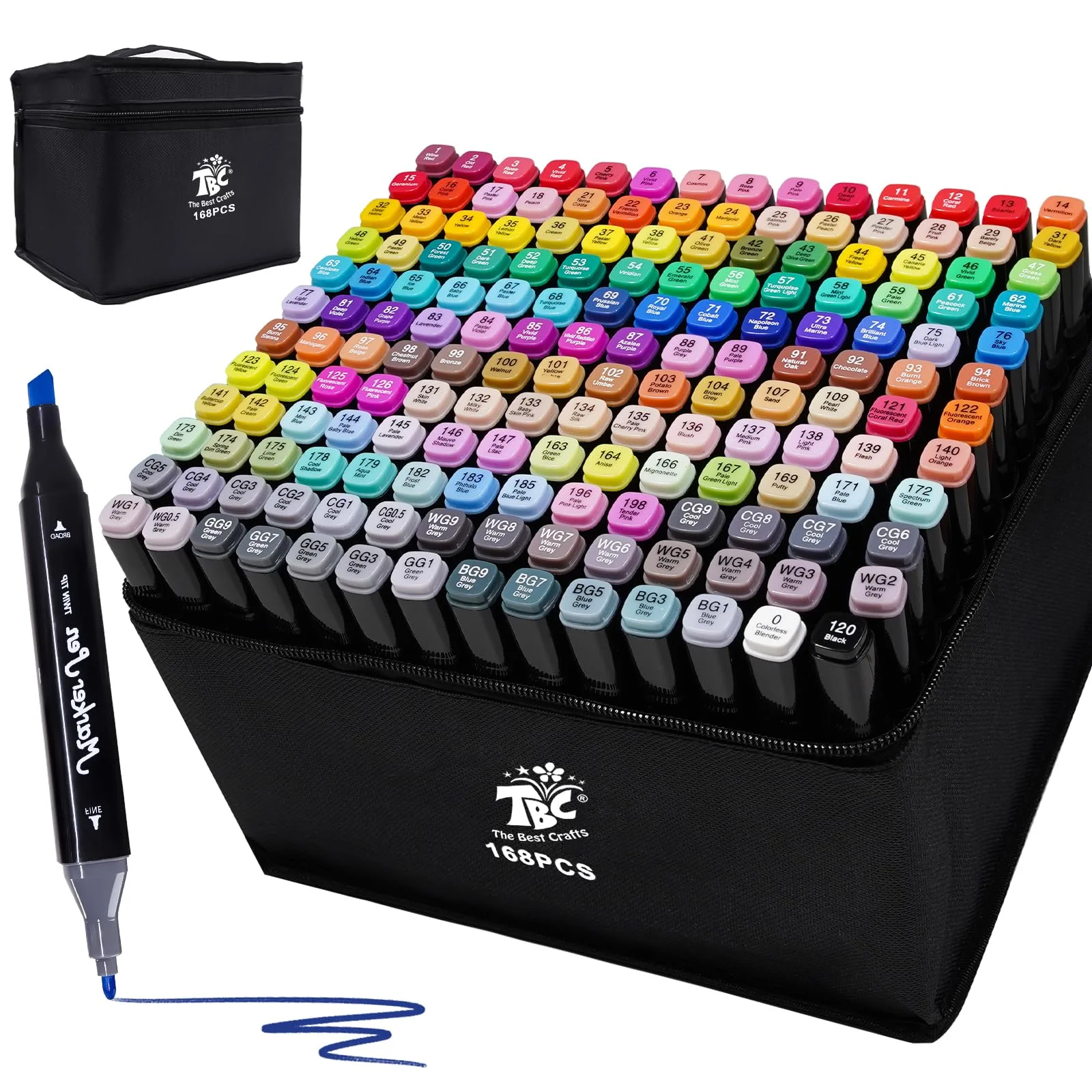 TBC The Best Crafts 168 Farben alkohol marker, doppelseitiger alcohol marker, schnell trocknend und Permanenter alkoholmarker set für Malerei, Design, Manga