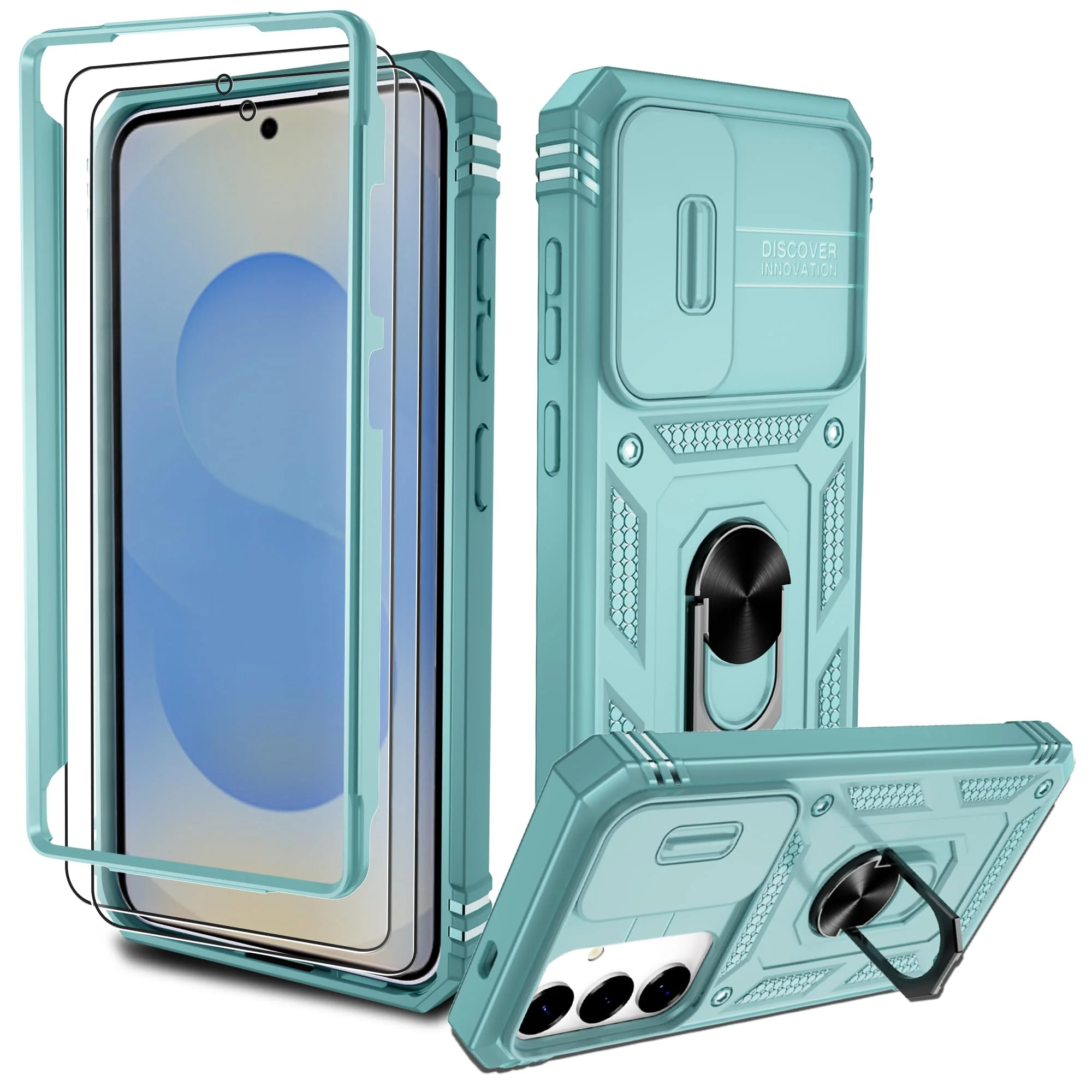 Pilaru Hülle für Samsung Galaxy S25 Plus 5G,Kameraschutz Handyhülle mit 2 Stück Schutzfolie,Militär Stoßfest Schutzhülle Outdoor Kratzfest Handy Hüllen für Samsung S25 Plus,Grün