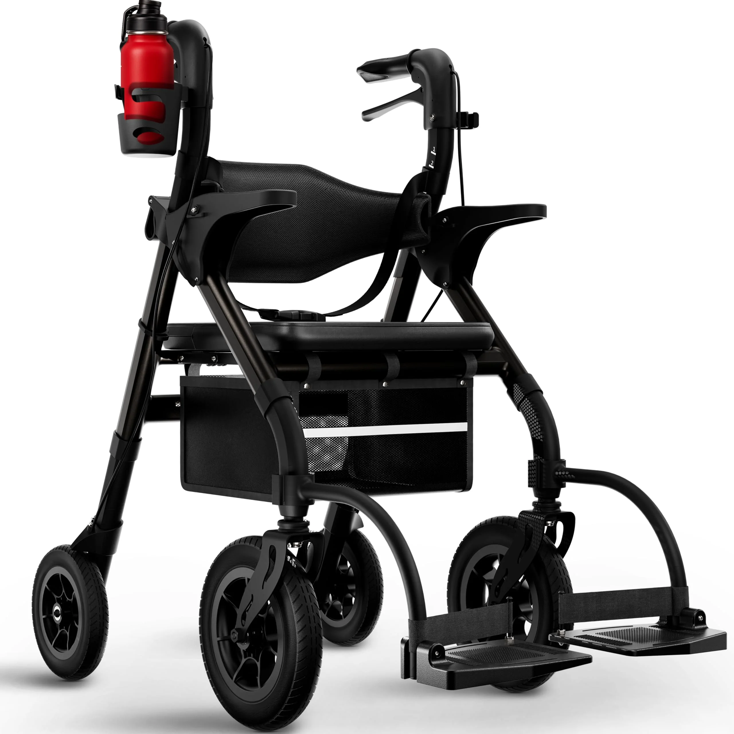 WALCORA 2 in 1 Rollstuhl Rollator Faltbar und Leicht mit Sitz – NEUHEIT 2026 – Gehhilfe für Senioren Outdoor & Indoor Wohnung – Klappbar Gummireifen Leichtgewicht Gehwagen Walker Wheelchair Kaufen