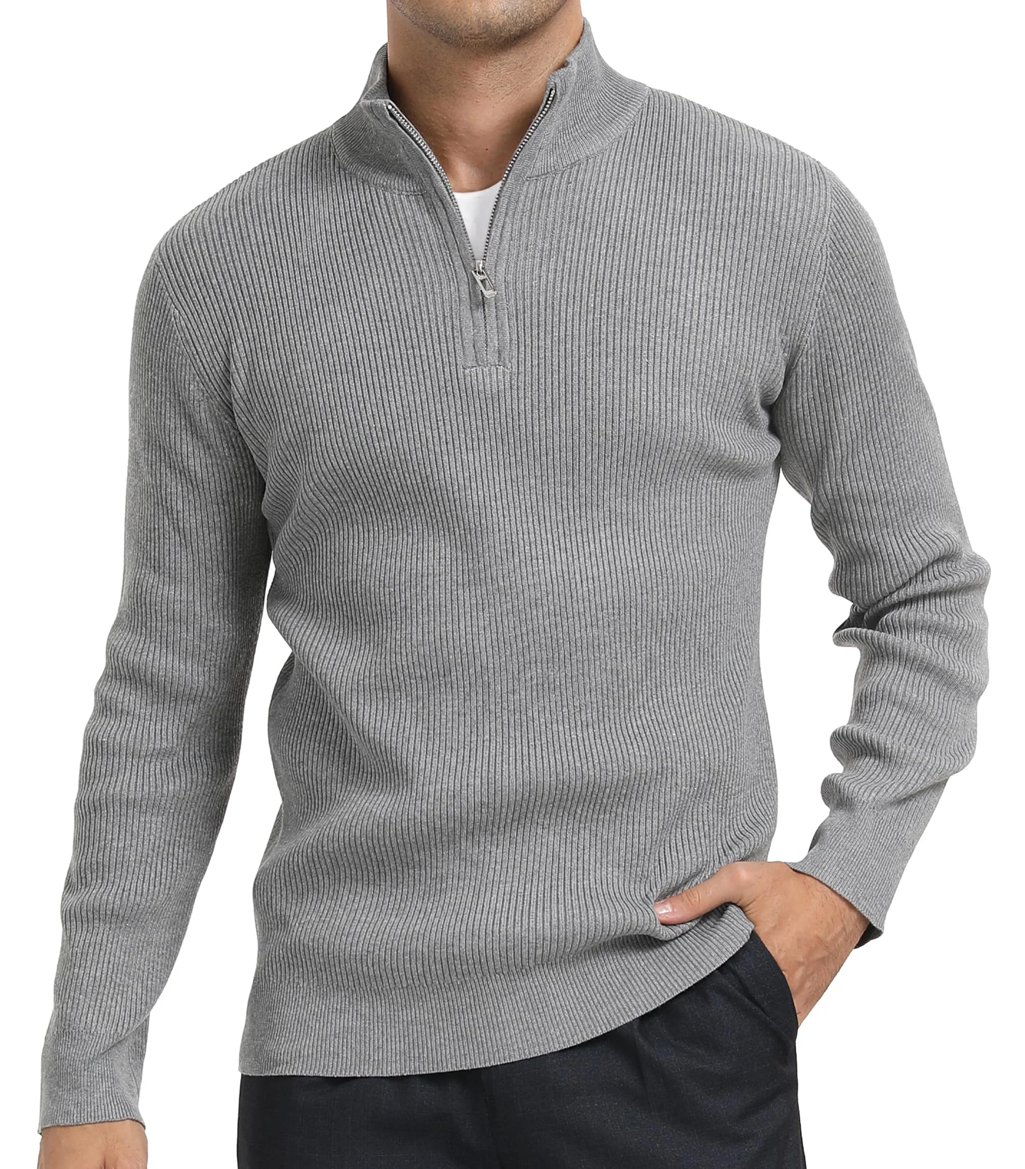 DAFENP Herren Rollkragenpullover Strickpullover Zip Pullover Winterpullover Turtleneck Pulli Arbeitspullover Warm Winter Langarmshirt Sweater