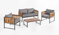 Norma24.de Deals am 13.06.2026: 11tlg. Gartenmöbelset Holz Dunkelgrau 66% Rabatt