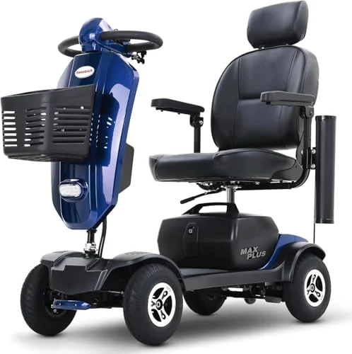 Elektromobil​ Seniorenmobil​– rollstuhl elektrisch faltbar, 4 Räder Faltbare 15 KM-20KM Reichweite, LED-Sicherheitsbeleuchtung,USB Port,Bis 136kg Belastung,elektroroller mit sitz Schwarz