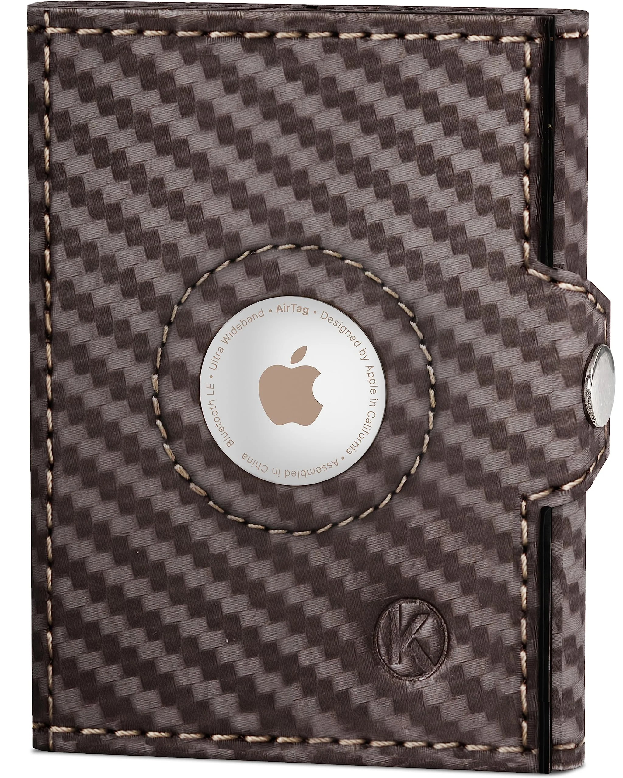KORUTA Airtag Wallet mit Münzfach & RFID-Schutz - Portmonee Herren klein aus echtem Leder - Mini Geldbörse - Kreditkartenetui Kartenetui - Portemonnaie - Geldbeutel Braun Vintage, XL