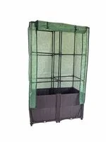 Pflanzkasten mit Kunststoffabdeckung & Rankhilfe aus Polypropylen, ca. 40 x 80 x 141 cm - Braun