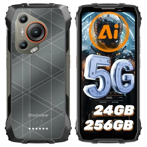 Blackview BL7000 AI 5G Outdoor Mobile Phone Android 15-24GB+256GB/2TB MTK Dimensity 6300, 120HZ 2.4K FHD+ 6.78, 50MP+32MP, Night Vision 20MP, Outdoor Smartphone Without Contract, Face ID/GPS/NFC/OTG