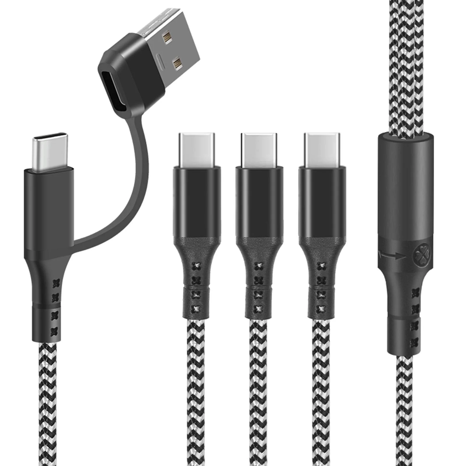Multi USB Kabel 3 in 1 Universal Ladekabel Schnellladekabel Mehrfach mit Micro USB Typ C Kabel, Multi Ladekabel für Phone, Android Samsung Galaxy, Huawei,Oneplus,Sony,Honor