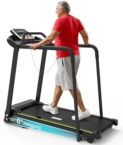 Redliro Gehband mit langem Handlauf für Gleichgewicht, Erholungs-Fitnessgerät, faltbar für den Heimgebrauch, mit Halterung für Telefon und Tasse, LCD-Display, 300 lbs Tragkraft.