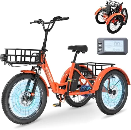 MOONCOOL E Bike Klapprad, 20" Elektrofahrräder für Herren Damen, 36V 20AH Akku, 250W Motor 45 Nm, LCD-Display, IP65 Wasserdicht, 3 Fahrmodi, mit Großen Körben & Fußstützen