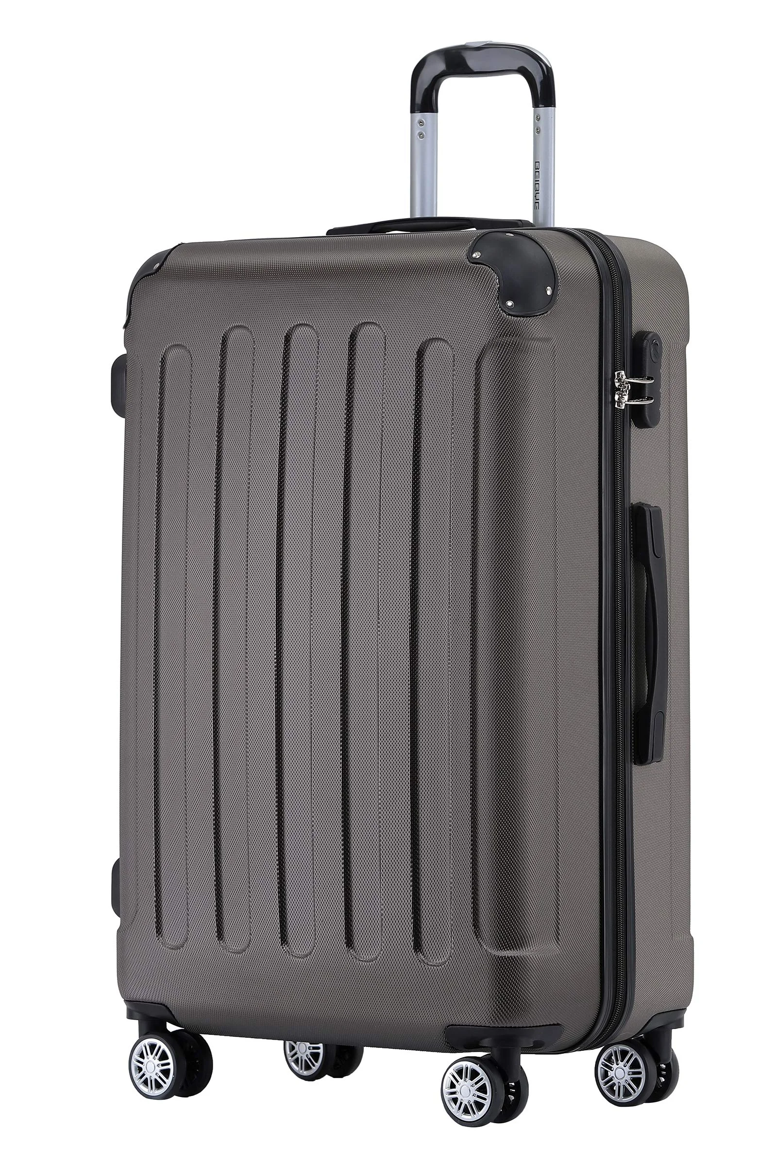 BEIBYE Hartschalenkoffer L 66 cm – mittelgroßer Reisekoffer, leicht, robust, ABS, 360° Doppelrollen, Zahlenschloss, Coffee