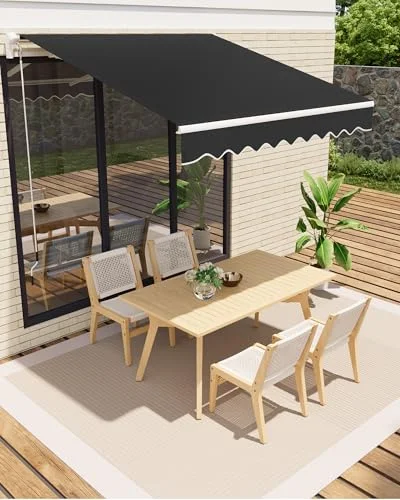 GarveeHome Gelenkarmmarkise 300 x 250 cm, UV50+ & wasserabweisend, mit Kurbel & Wandhalterung Länge + Winkel einstellbar, Markise für Terrasse & Balkon, Sonnenschutz Balkonmarkise Gelenkmarkise