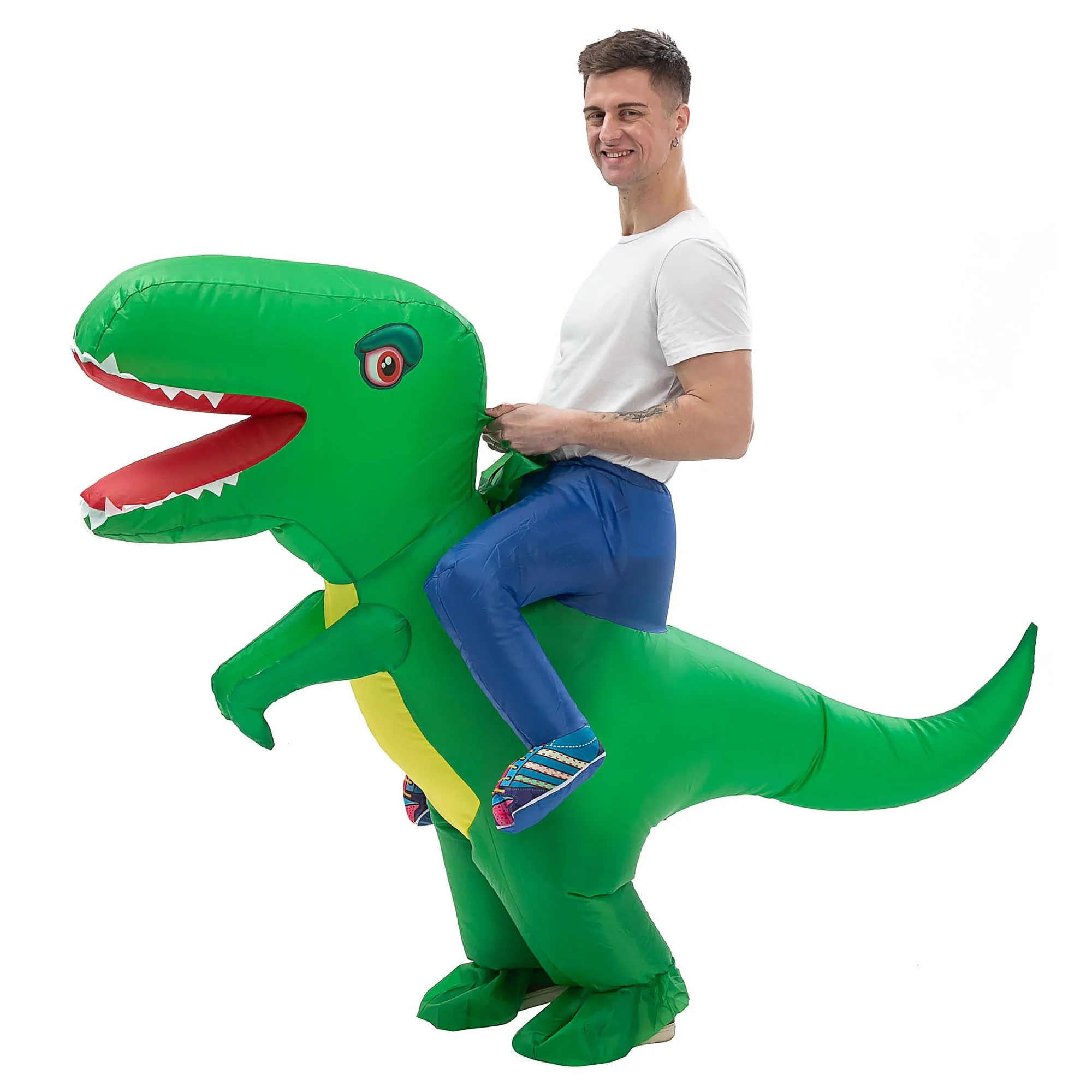 IRETG Dinosaurier Aufblasbares Kostüm Erwachsene Lustige Aufblasbare Dinosaurier Kostüme Halloween Verkleidung für Lehrer Schulparty