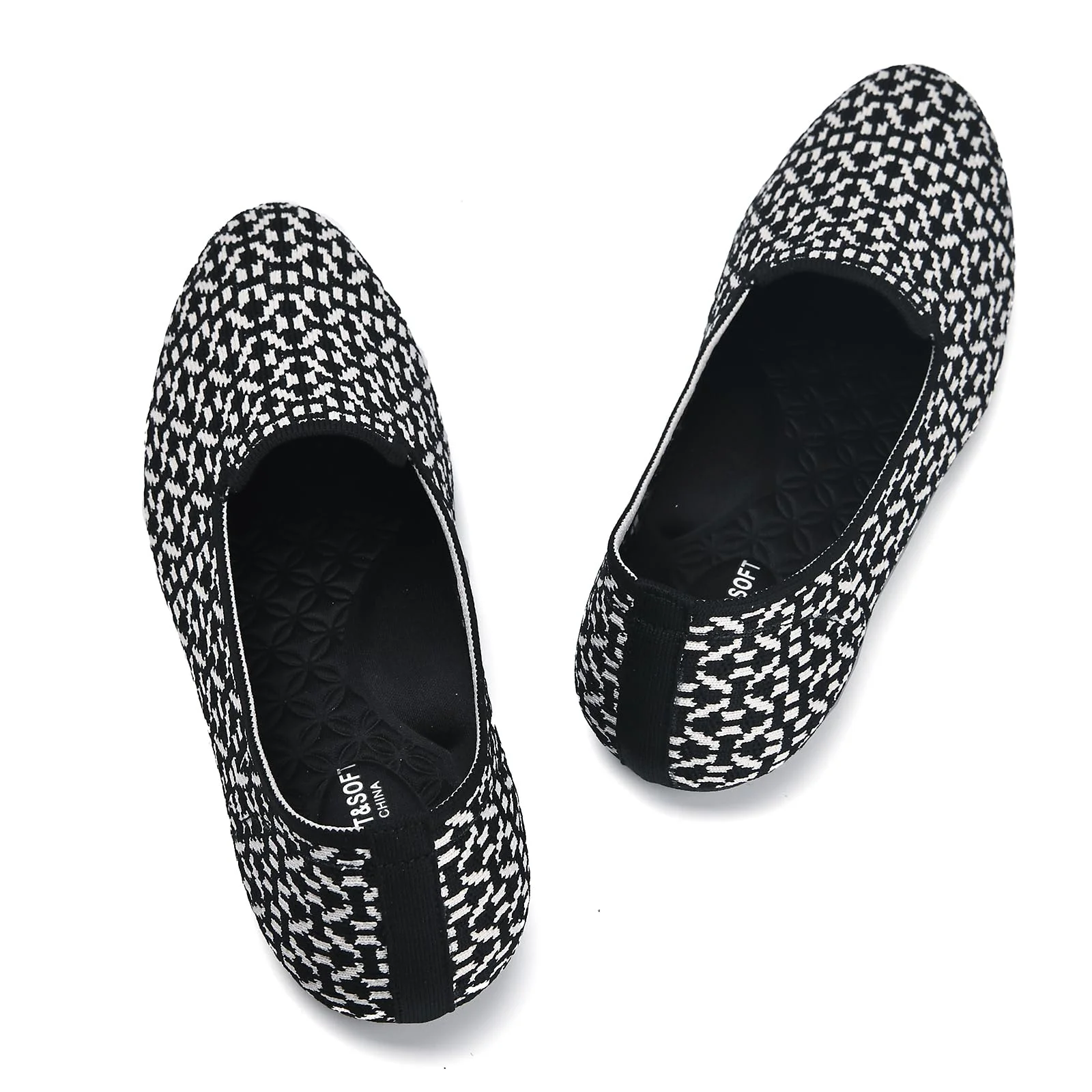 Puxowe Damen Ballerinas Slip On Spitz Strick Kleid Flache Schuhe Pumps Elegant Bequem Ballerina Flats für Damen