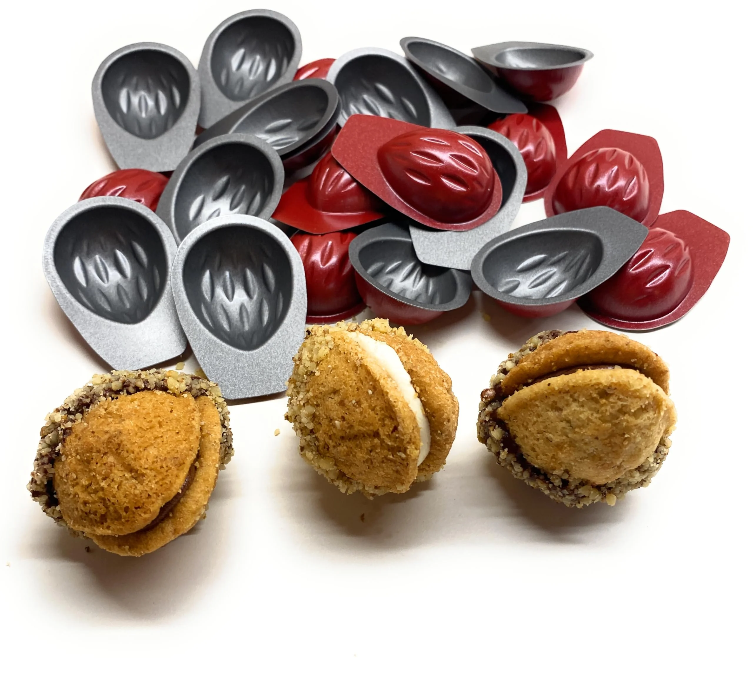 CULIMI Mini Backform Nuss - Walnussförmchen Nussbäcker Tarteform Gefüllte Nüsse Oreschki - 20 Stück 4 cm Tartelette Förmchen mit Antihaft-Beschichtung