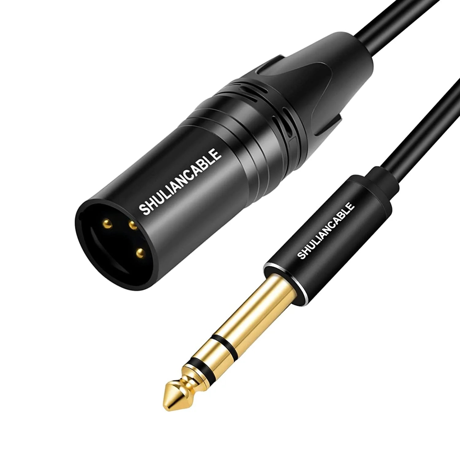 SHULIANCABLE XLR auf Klinke 6,35 mm, 3-pol XLR Kabel Verbindungskabel Patchkabel Stecker auf Stecker für Mixer, Mikrofone, DJ, Heimkinogeräte, Bühne (Black-Male, 1M)