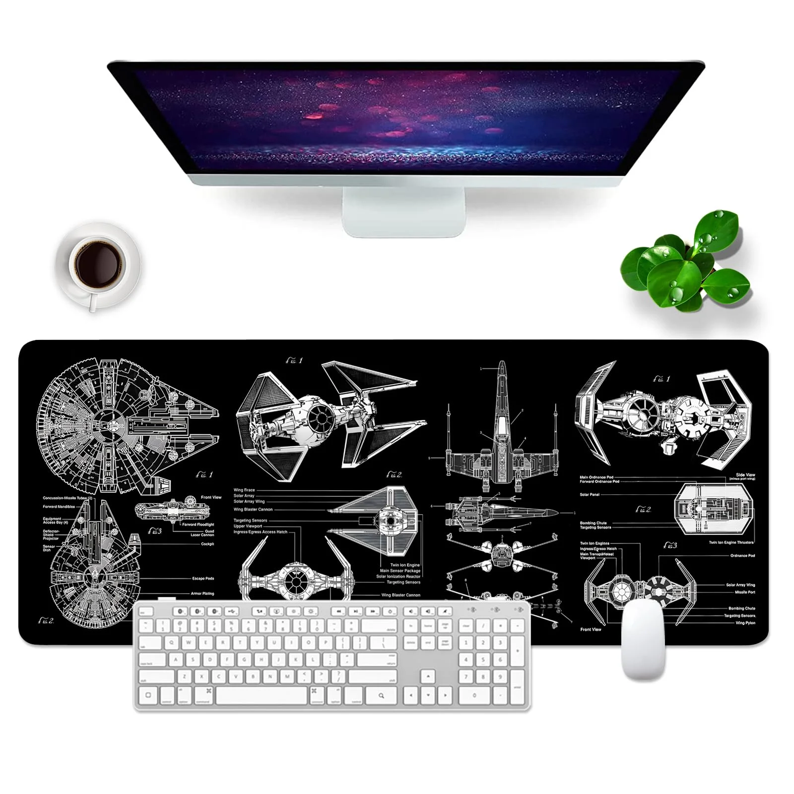 Schwarz Gaming Mauspad Groß Mousepad 80x30cm XL Mousepad, Desk Pad Gaming PC Tastatur Schreibtischunterlage (Mauspad -6)