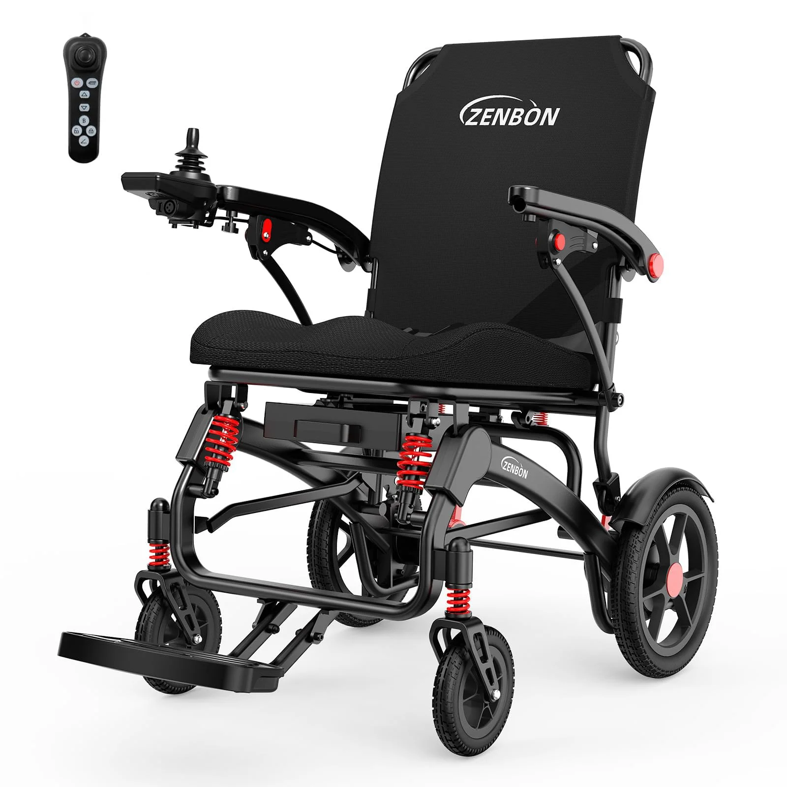 Rollstuhl Elektrisch Faltbar Leicht 19kg: 25KM Elektrischer Rollstuhl mit Fernbedienung und Hinterer Schiebehilfeknopf - Elektrische Rollstühle Elektrorollstuhl für Senioren bis 150KG (Schwarz)